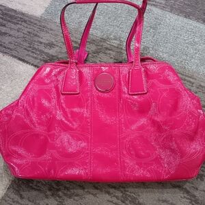 Coach Pink F15658 Patent Leather Never Full Carryall Women's Bag